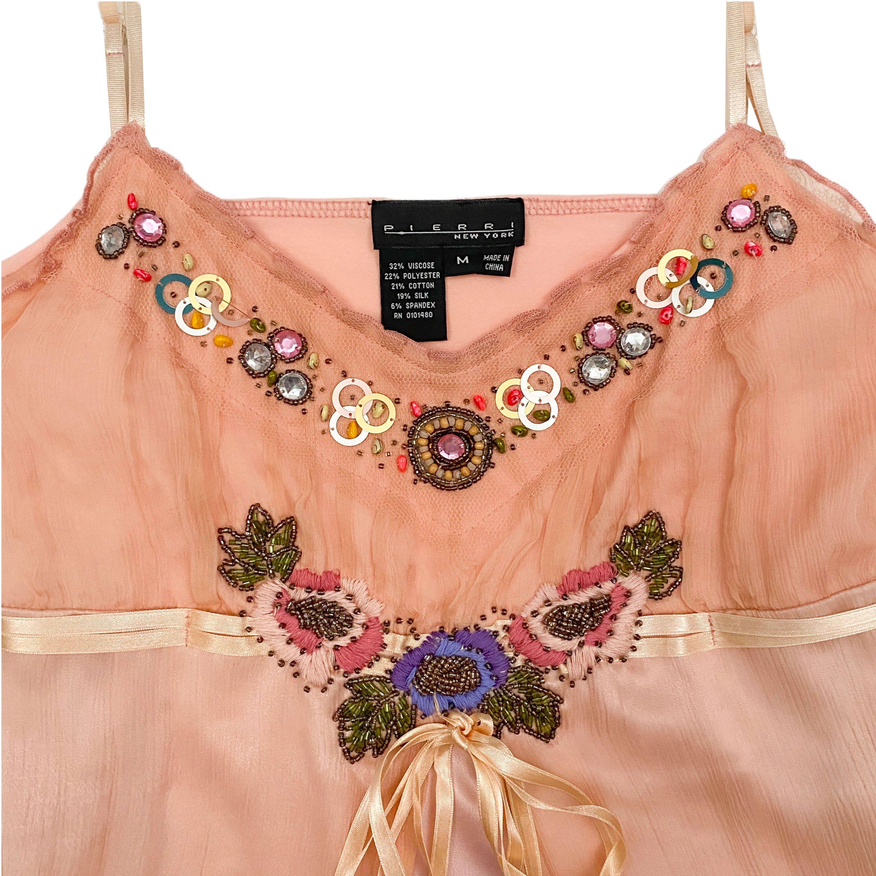 Embellished Peachy Silk Fairy Tank (M)
