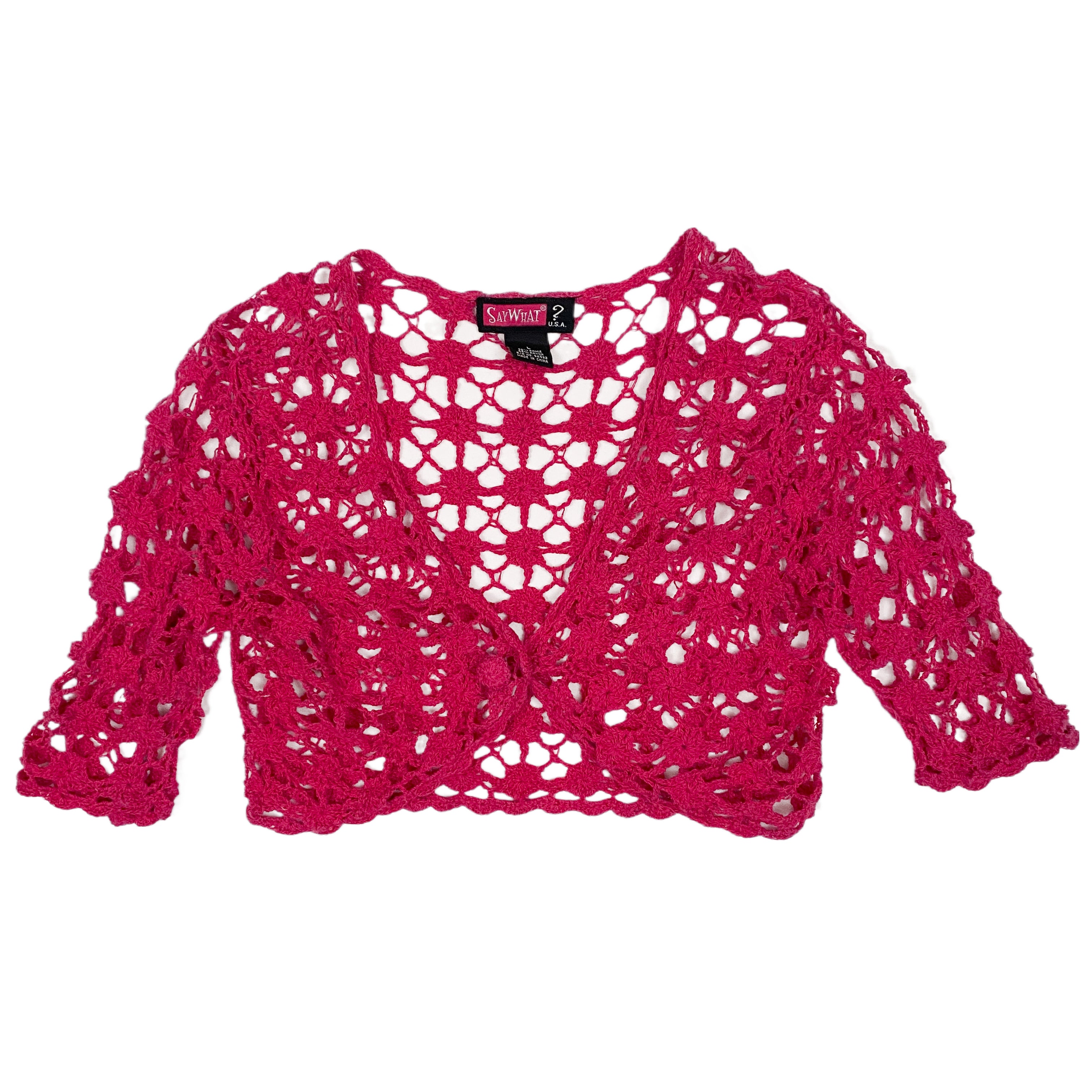Hot Pink Crochet Shrug (XS)