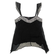 Morgan de Toi Black Silk Embellished Fairy Tank Top (S)