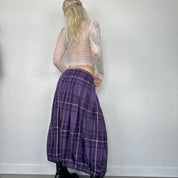 Purple Plaid Pleated Maxi Skirt (L/XL)