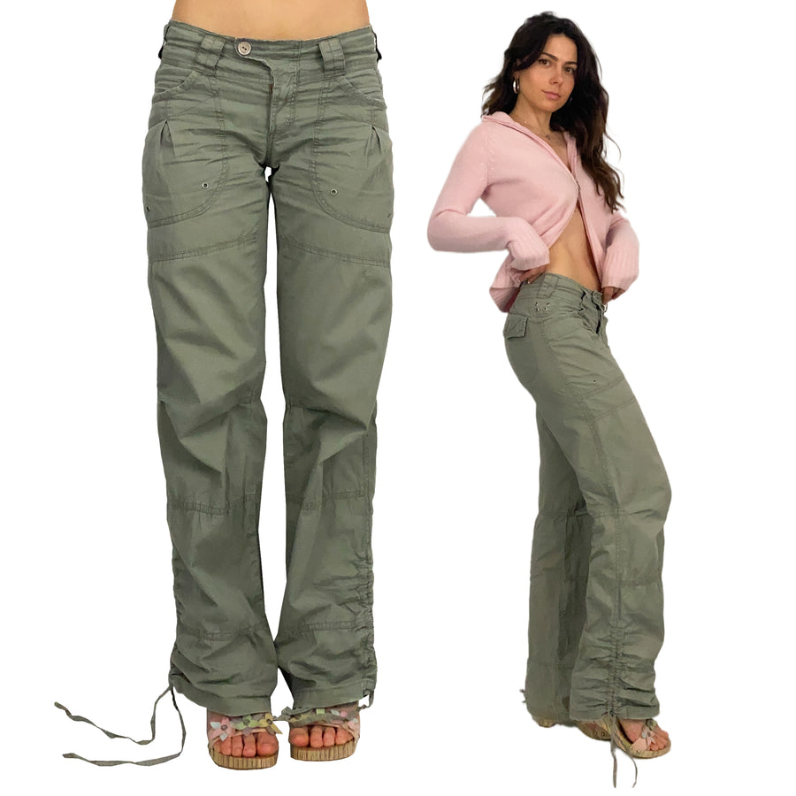 Green Early 2000s Cargo Capri Pants — Holy Thrift