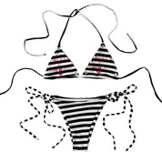 Handmade Grungy Stripe Bikini Set (S-M)