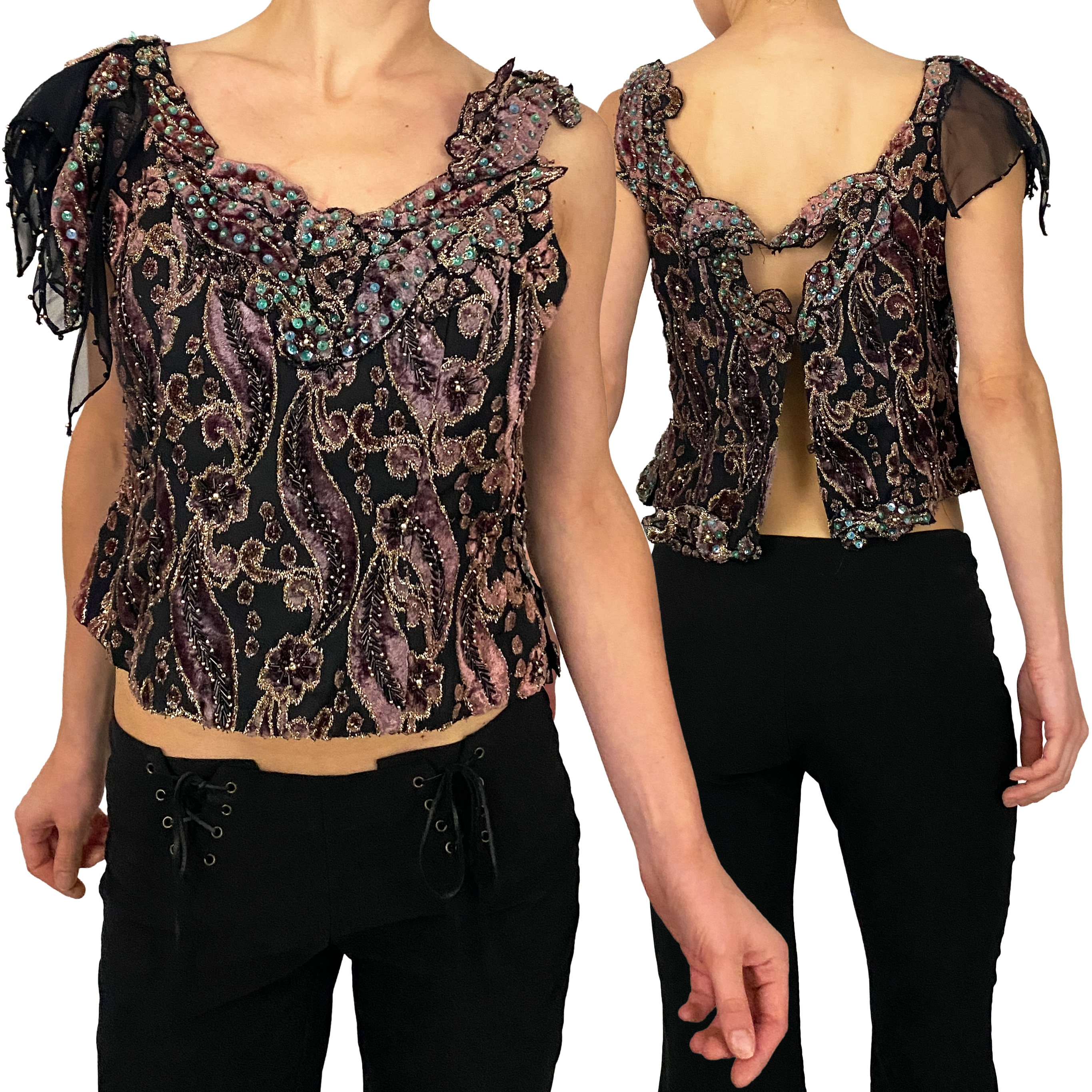 Handmade 1-of-1 Embellished Velvet Fairy Top (M/L)