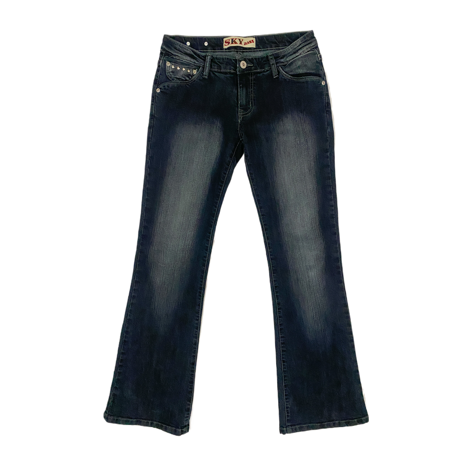 Y2K Dark Wash Studded Jeans (S)