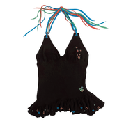 Rocawear Y2K Glam Roc Black Colorful Halter Top (S)