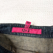 Tiered Lace-Trim Denim Midi Skirt (S)