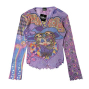 Bouche a Bouche Psychedelic Graphic Mesh Top (S)