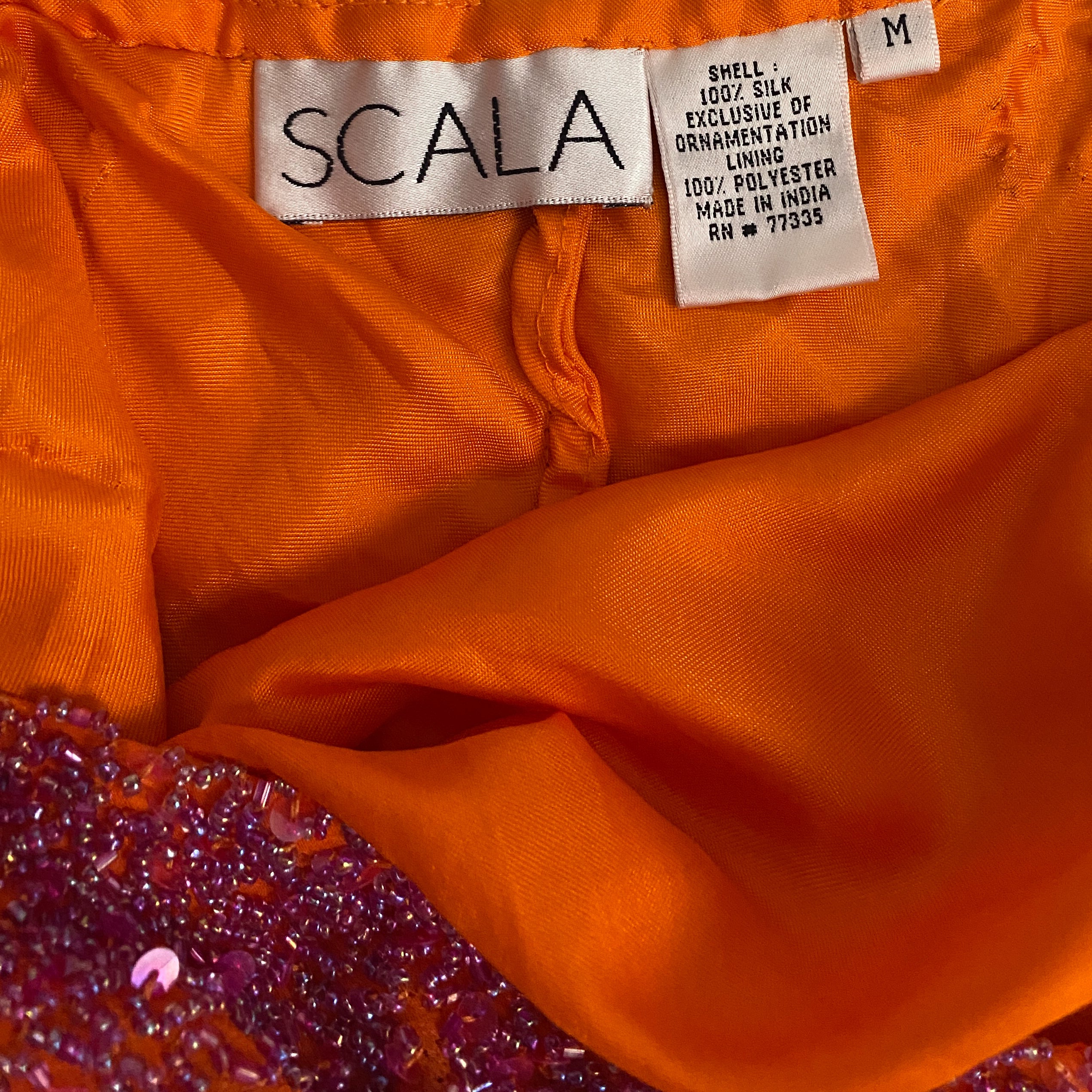 Scala Vintage Silk Beaded Asymmetrical Dress (S/M)