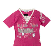 Sanrio Twin Rabbit Angels Lace-Up Baby Tee (S)