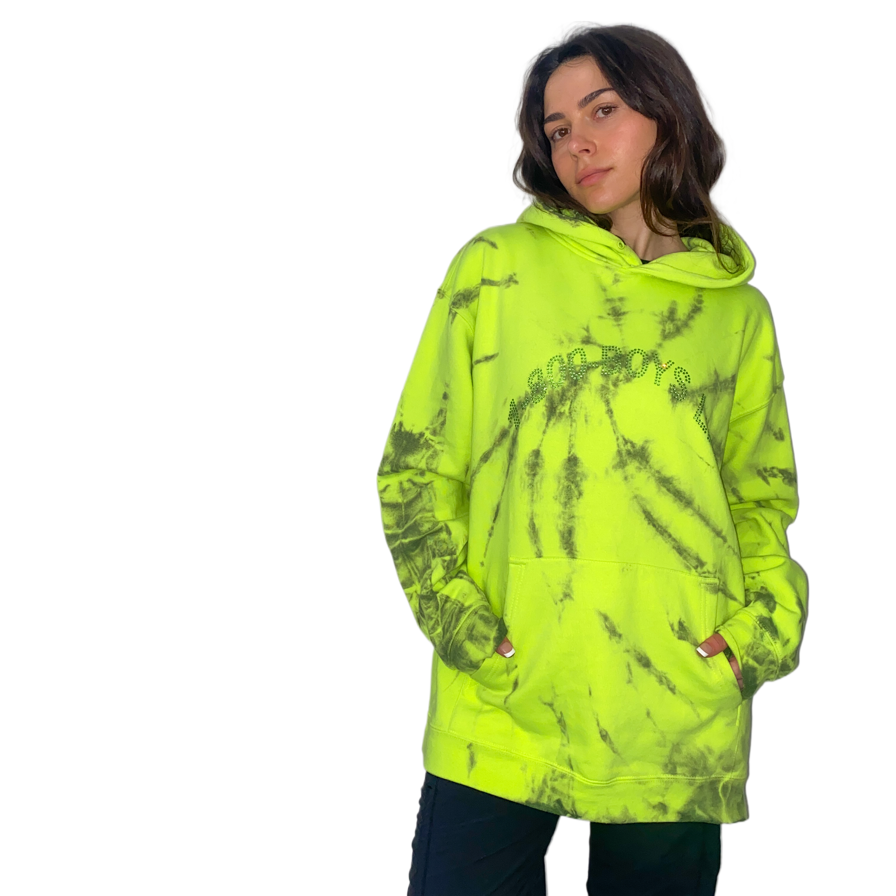 1-800-BOYS LIE Acid Rhinestone Hoodie (One Size)