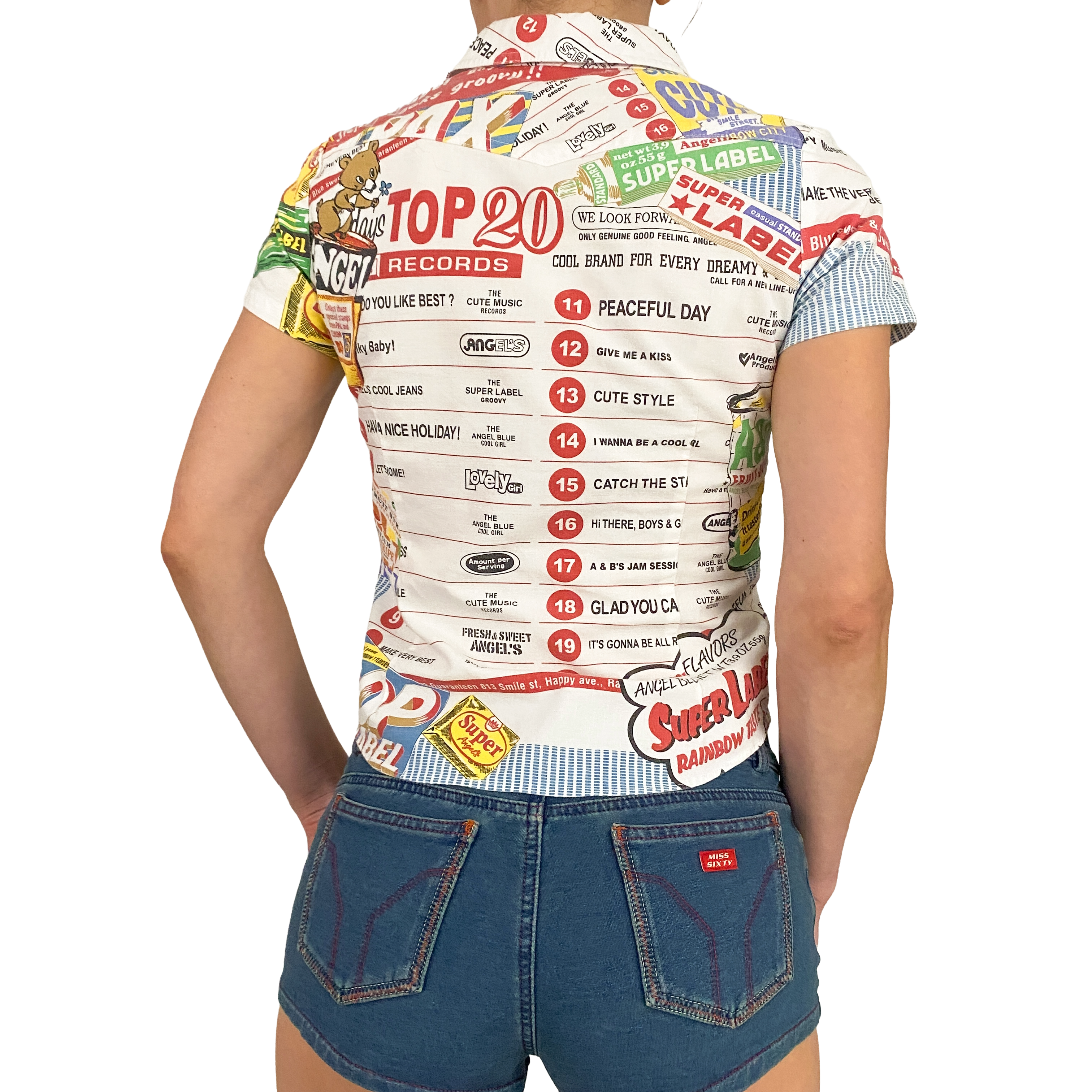 Angel Blue "Top 20 Records" Graphic Button Up (XS)