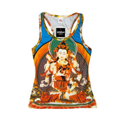 Y2k Ice Blue Buddhist Graphic Racerback Tank (S)