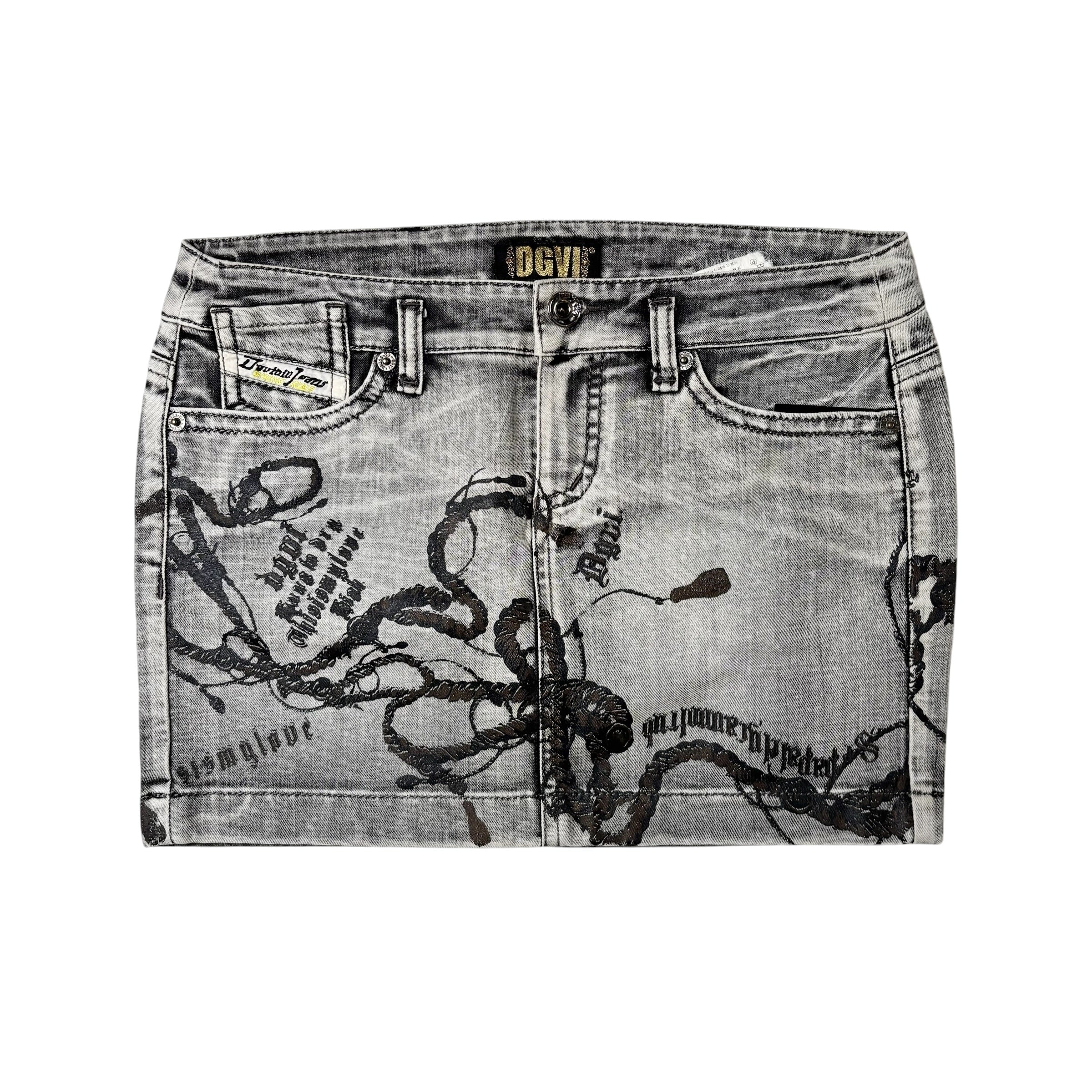 DGVI Euro Graphic Denim Mini Skirt (S)