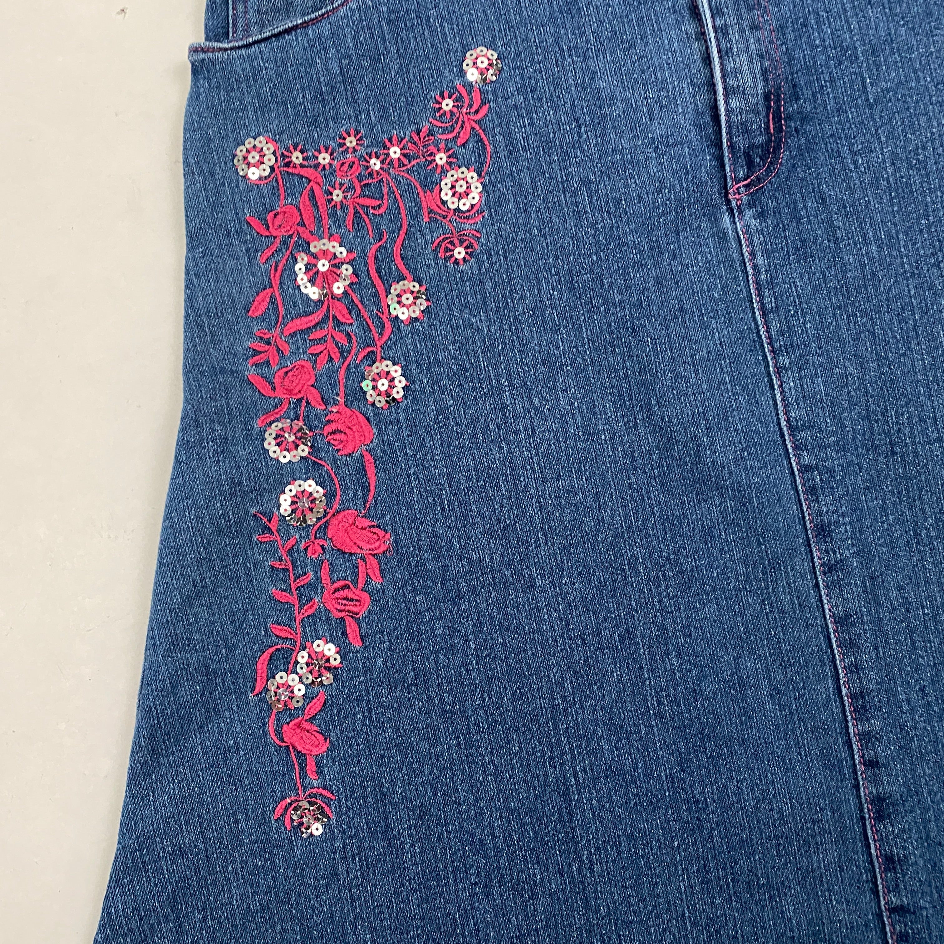 Embellished Denim Maxi Fairy Skirt (M)