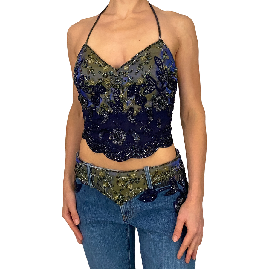 Energy Angel Embellished Fairy Halter Top (M)