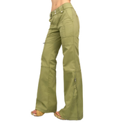 Green Zip-Flare Utility Pants (XS)