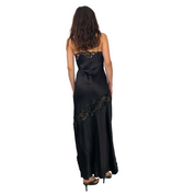 Energy Angel Black Silk Embellished Maxi Slip Dress (XS/S)