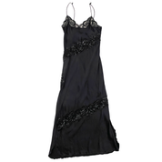 Energy Angel Black Silk Embellished Maxi Slip Dress (XS/S)