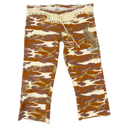 Y2K Embellished & Embroidered Low Rise Mauve Camo Capris (S/M)