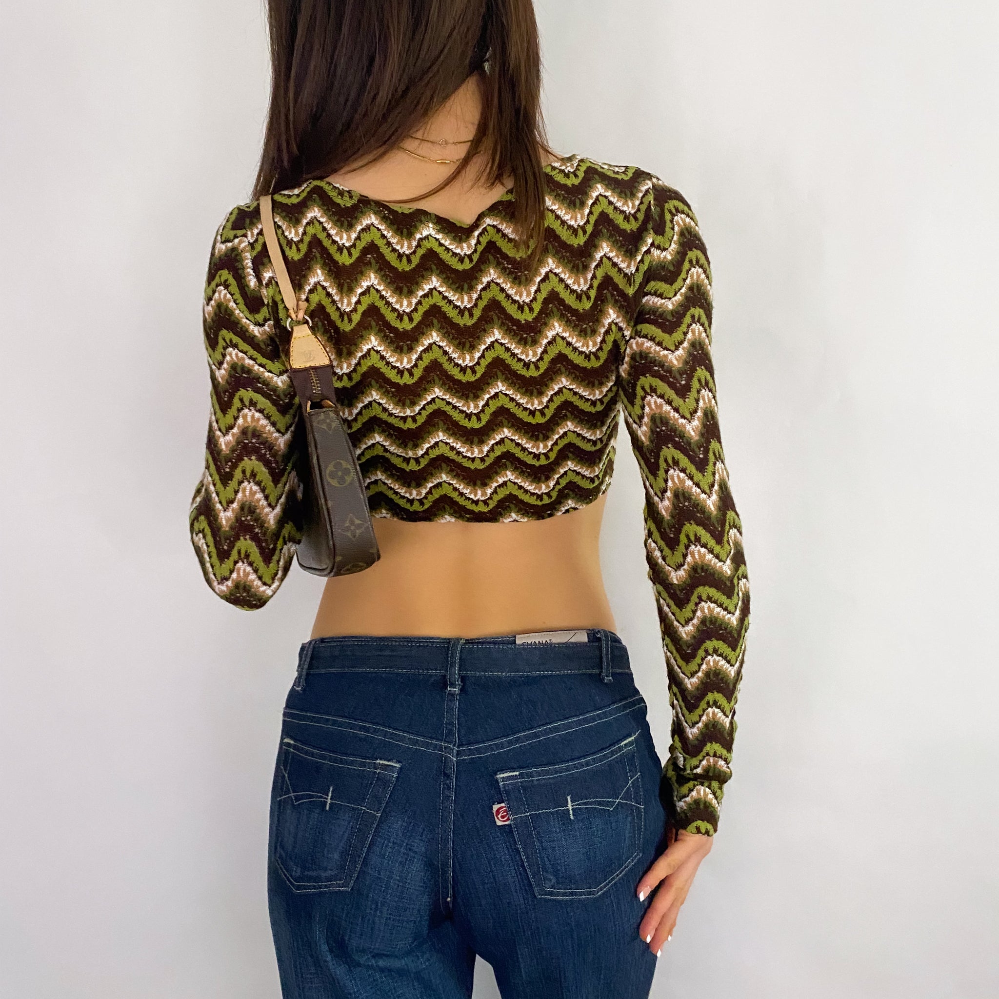 Chevron Tie Front Crop - Medium