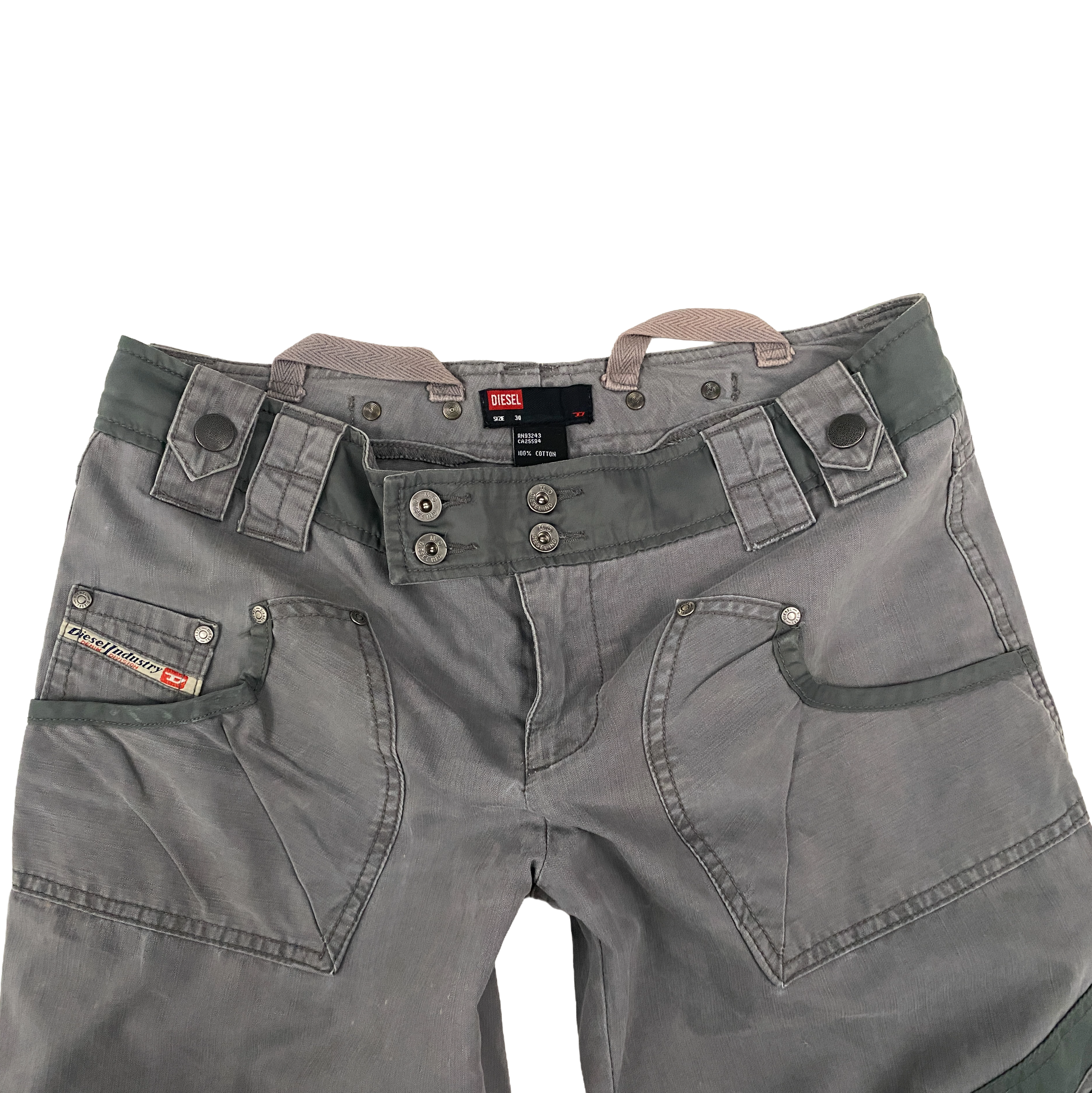 Diesel Vintage Slate Olive Grey Utility Cargo Pants (M)