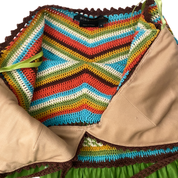 BCBGMAXAZRIA Colorful Silk Crochet A-Line Halter Midi Dress (S)