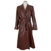 Brick Red Leather Trench Coat (M)