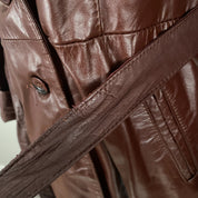 Brick Red Leather Trench Coat (M)