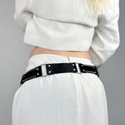 Crystal Leather Statement Belt