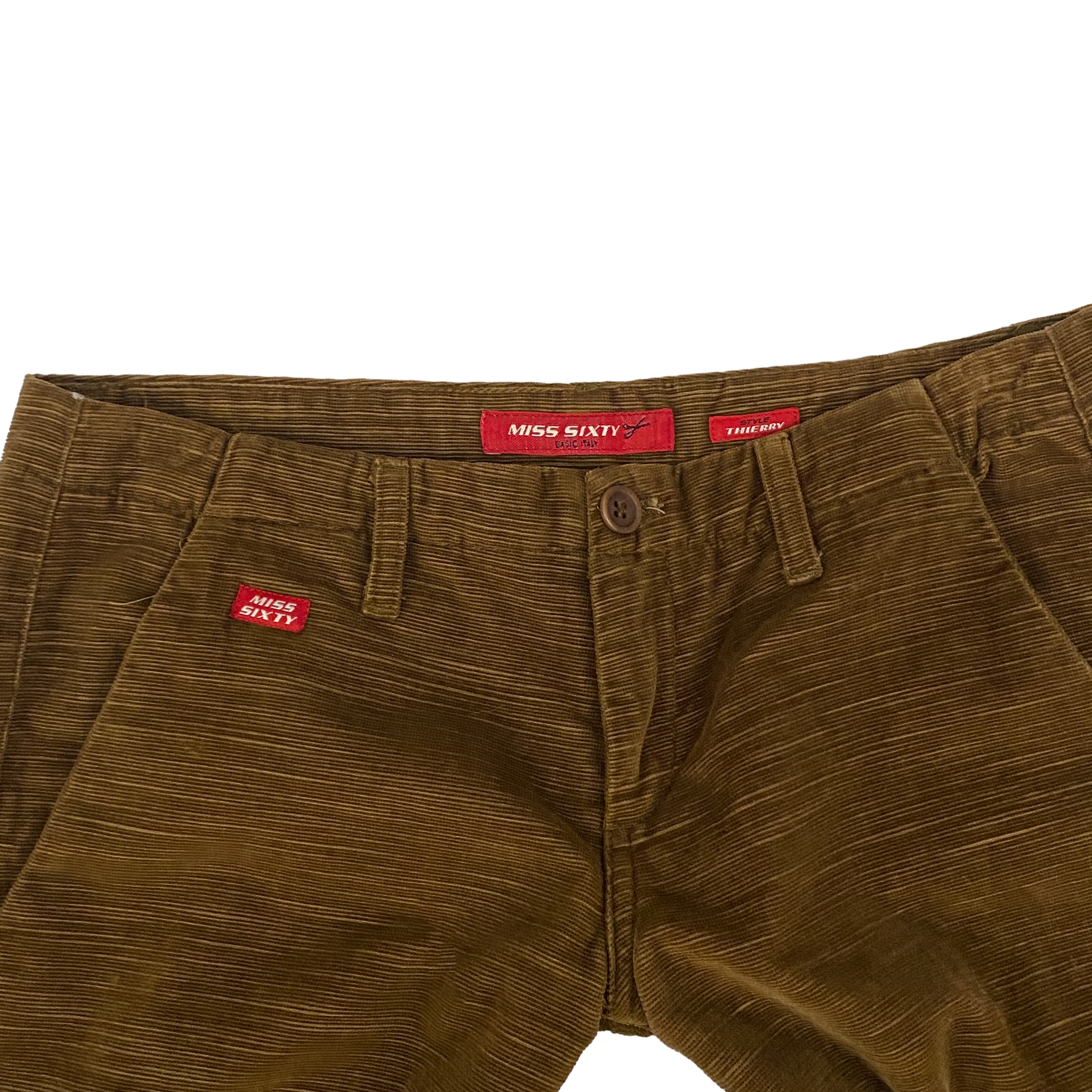 Miss Sixty 2000s Ultra Low Rise Brown Corduroy Flare Pants (S)