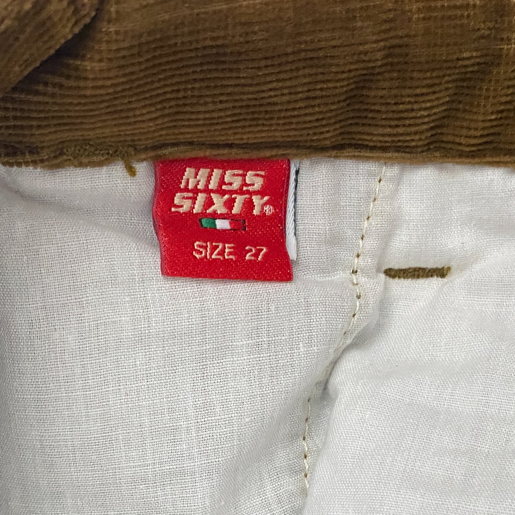 Miss Sixty 2000s Ultra Low Rise Brown Corduroy Flare Pants (S)