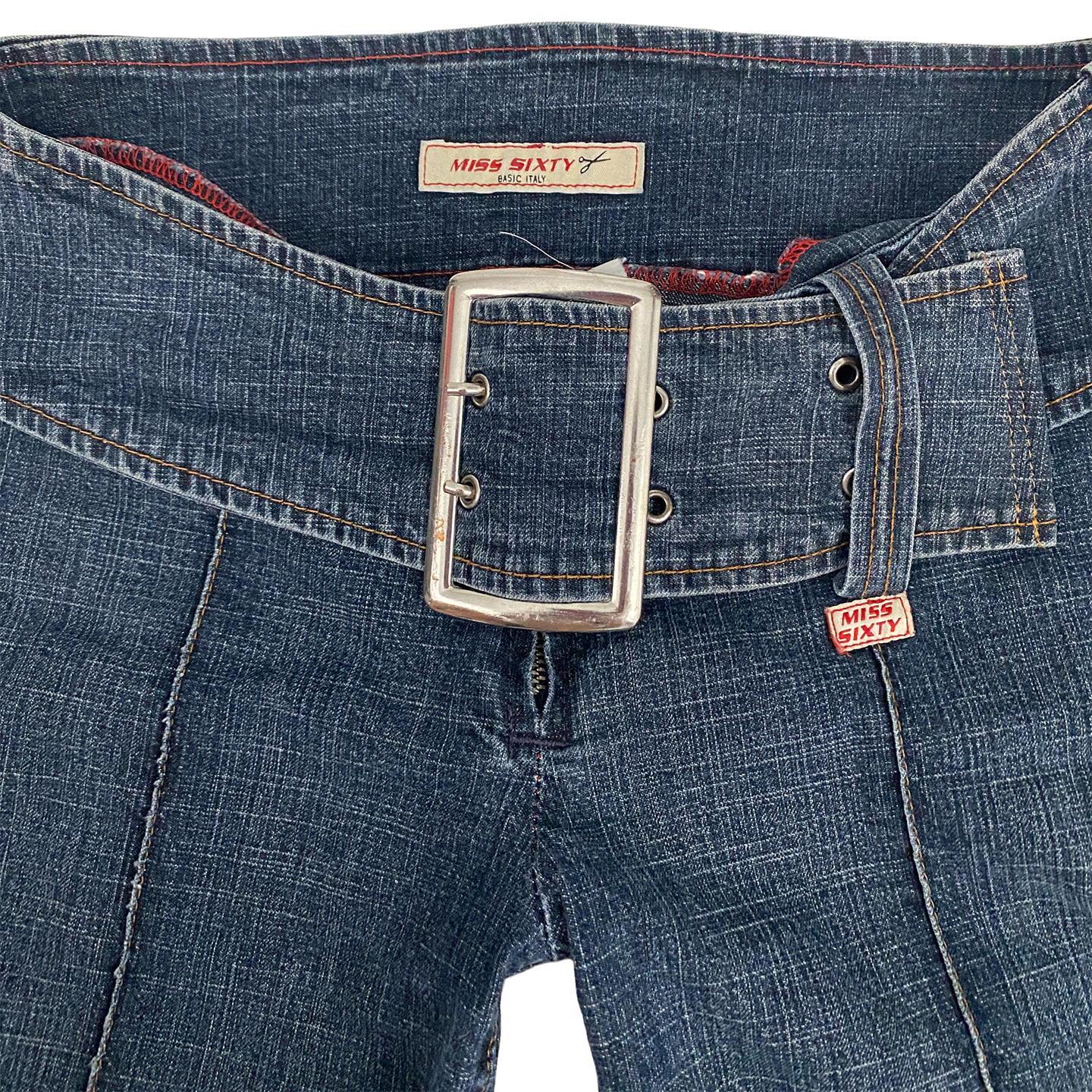 Miss Sixty 2000s Low Rise Belted Flare Jeans (XS/S)