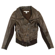 Brown Leather & Knit Jacket (XS)