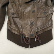 Brown Leather & Knit Jacket (XS)