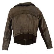 Brown Leather & Knit Jacket (XS)
