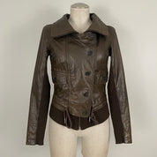 Brown Leather & Knit Jacket (XS)