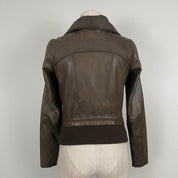 Brown Leather & Knit Jacket (XS)