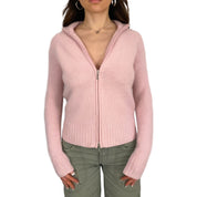 Soft Pink Cashmere Double Zip Sweater (S)