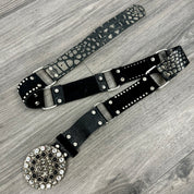 Crystal Leather Statement Belt