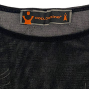 Cop Copine 2000s Black Mesh French Script Long Sleeve Top (XS/S)