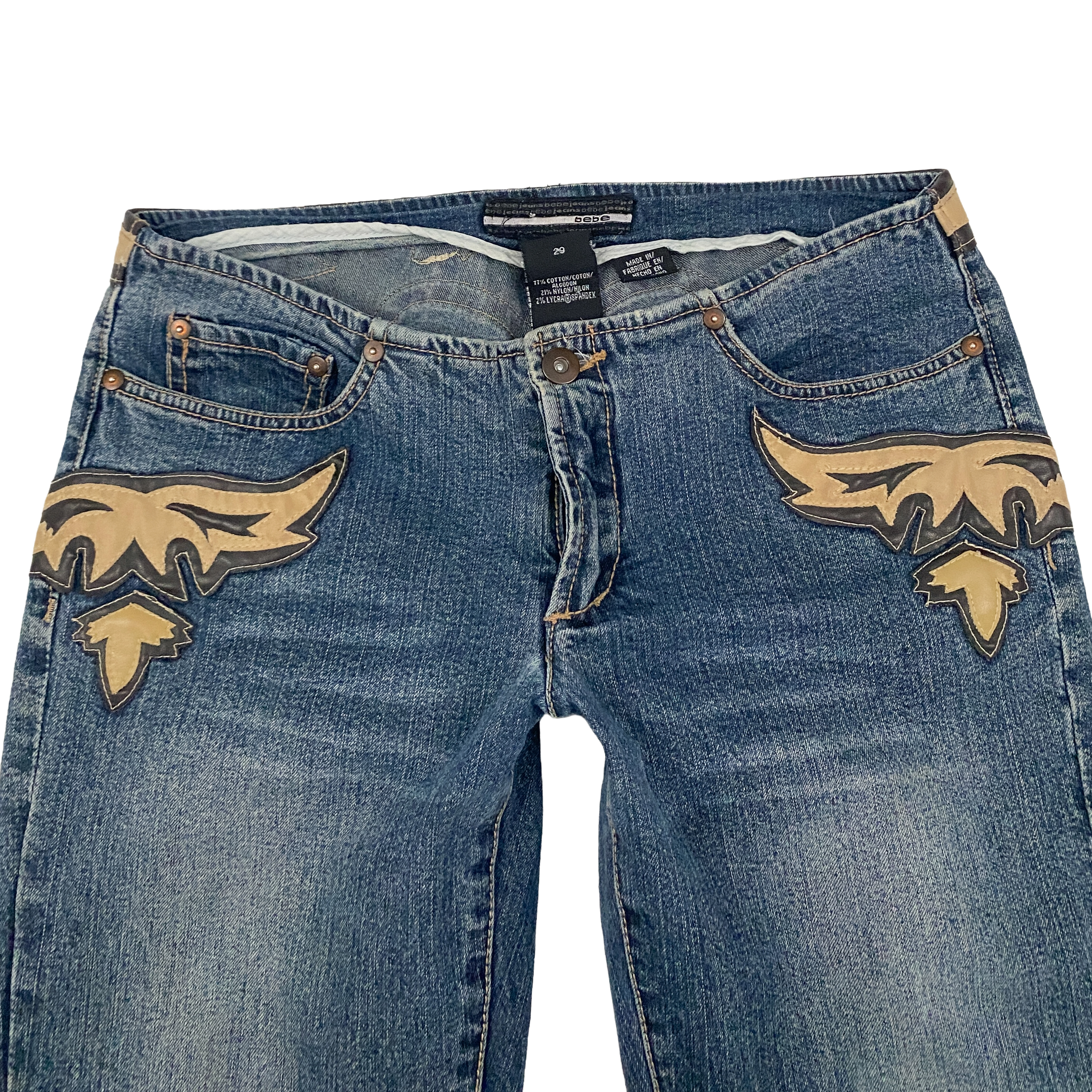 Bebe 2000s Low Rise Western Flare Jeans (S)