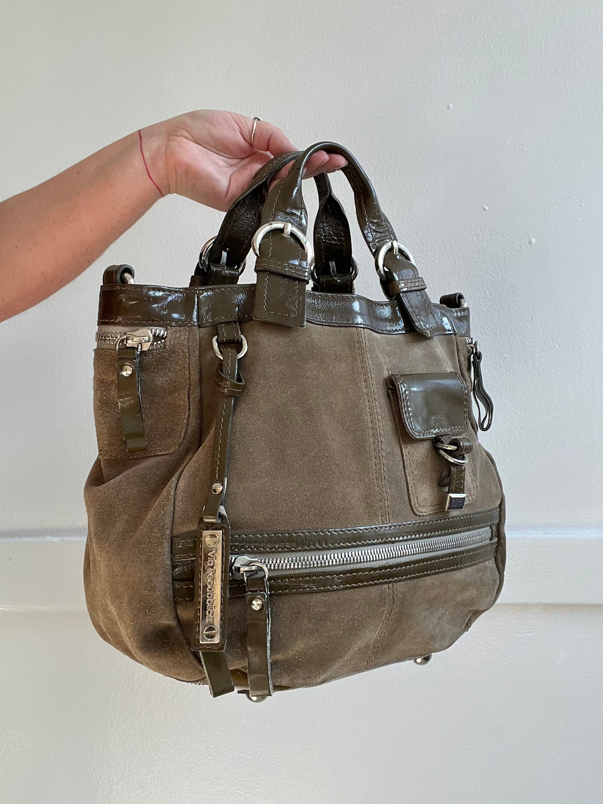 Vintage Italian Designer Suede Hand Bag