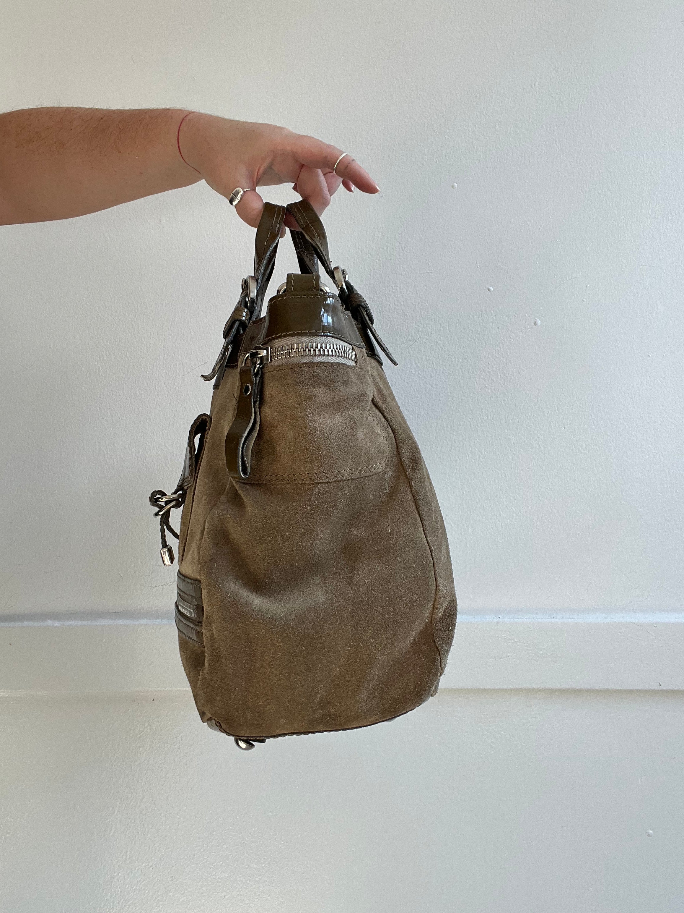 Vintage Italian Designer Suede Hand Bag