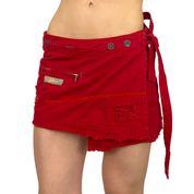 Diesel 2000s Red Utility Wrap Mini Skirt (XS)