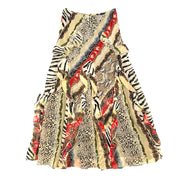 Mixed Print Cascading Ruffle Maxi Skirt (S)