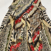 Mixed Print Cascading Ruffle Maxi Skirt (S)