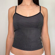 Black Stripe Slinky Y2K Cropped Tank (L)