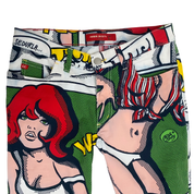 Miss Sixty 2000s RARE Pop Art Comic Flare Capris (XS)