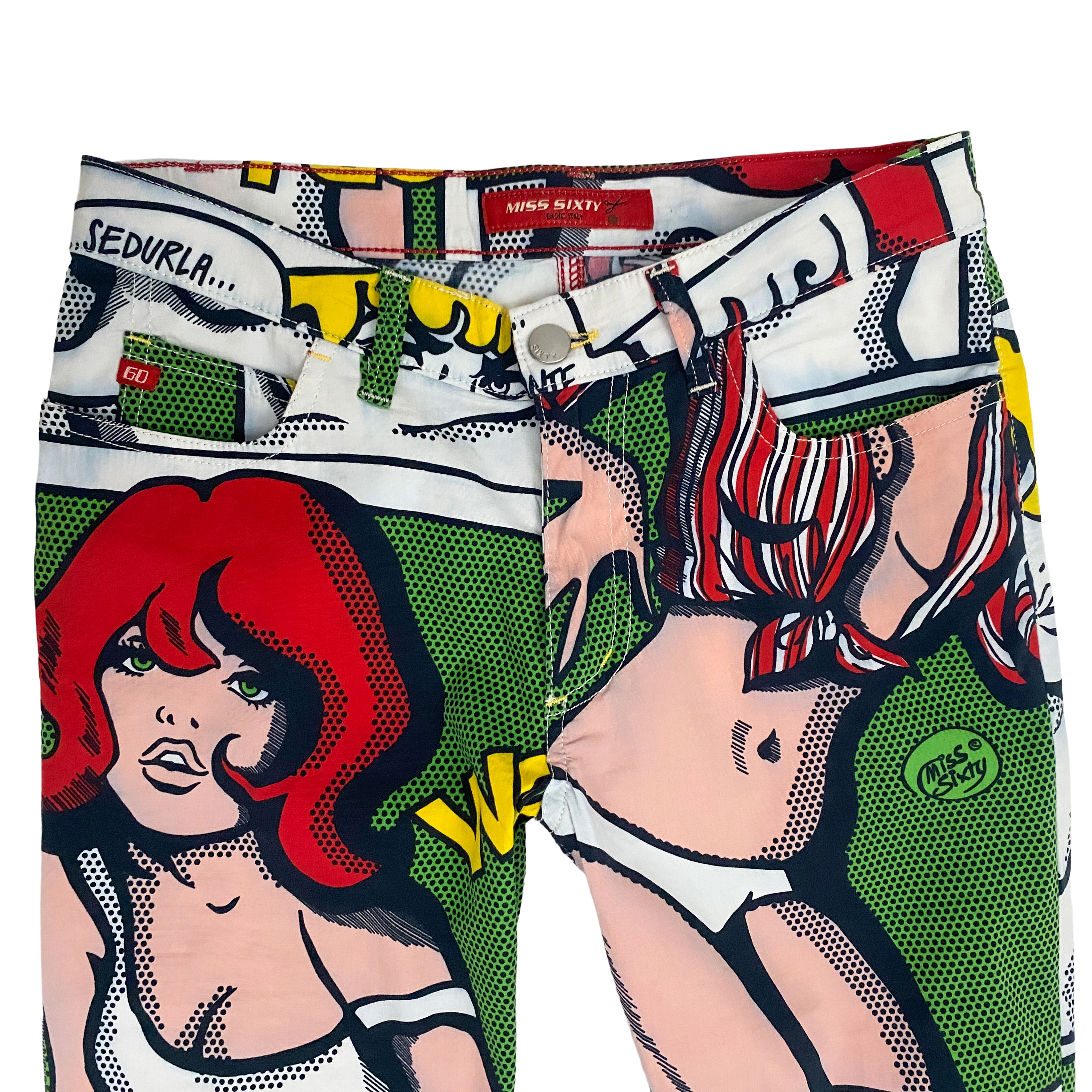 Miss Sixty 2000s RARE Pop Art Comic Flare Capris (XS)