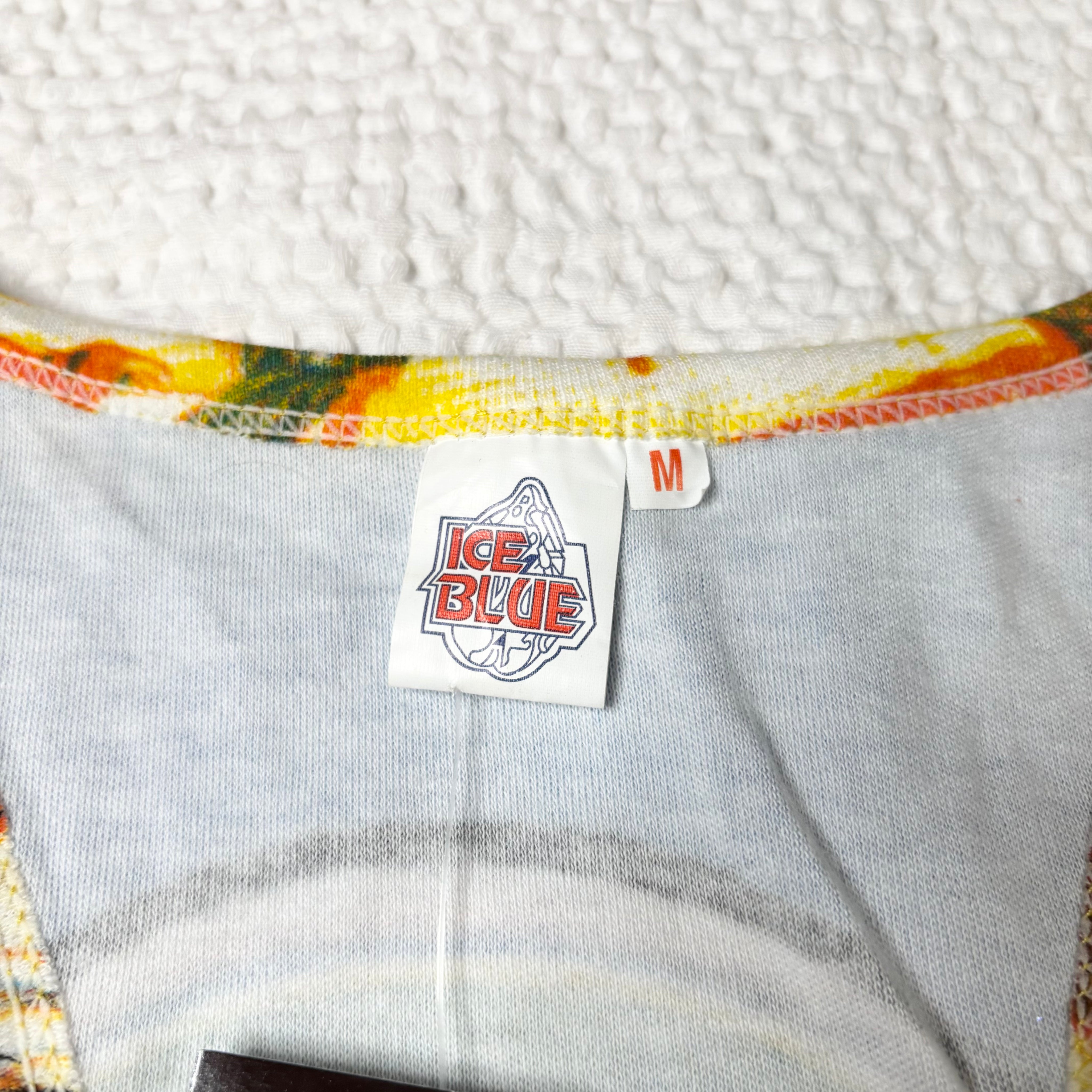 Y2k Ice Blue Buddhist Graphic Racerback Tank (S)